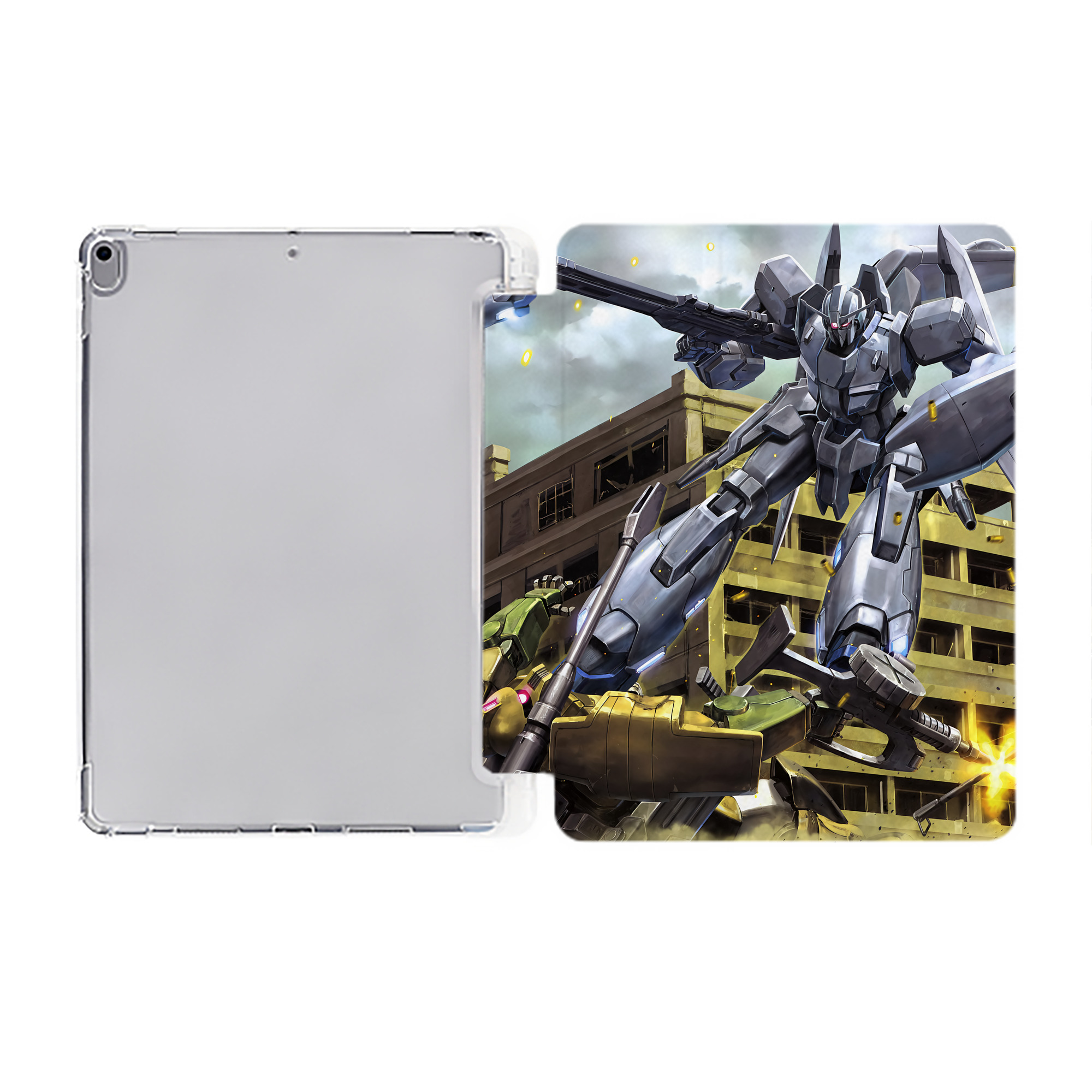 （画像用） 機動戦士ガンダム Mobile Suit Gundam IPad ケース ペン収納付き 三つ折りスタンド PUレザー×シリコン 対応機種9.5/10.5/10.9インチ